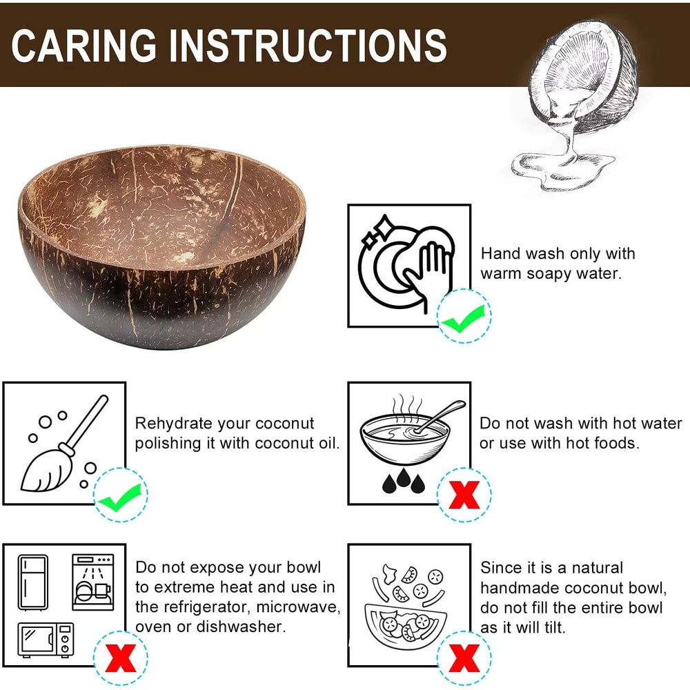 Natural Coconut Shell Serving Bowls For Salad Breakfast And Entertaining 5