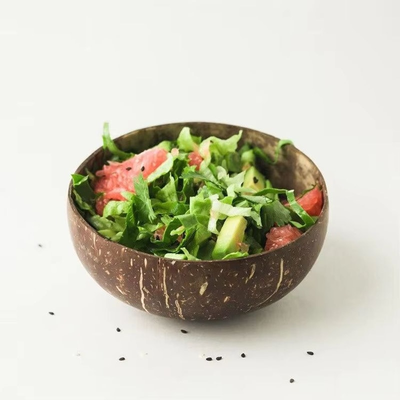 Natural Coconut Shell Serving Bowls For Salad Breakfast And Entertaining 6
