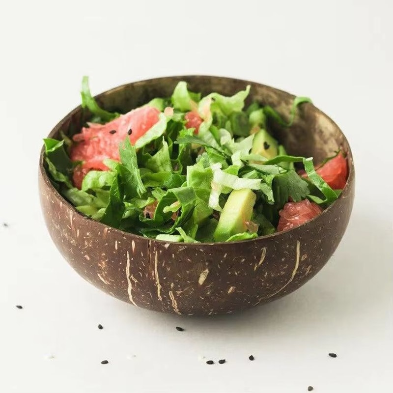 Natural Coconut Shell Serving Bowls For Salad Breakfast And Entertaining 8