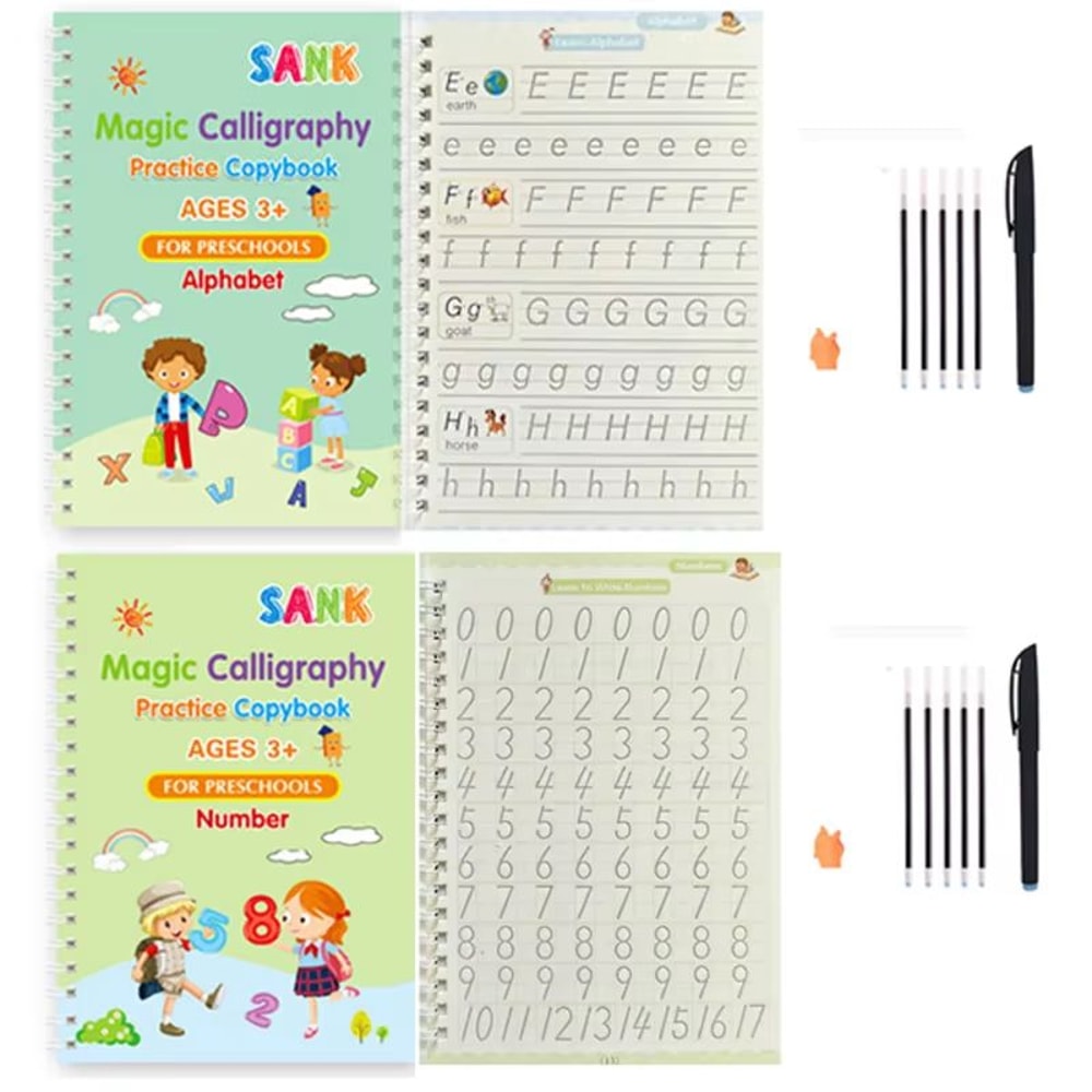Reusable Magic Writing Practice Copybook Set For Kids 8