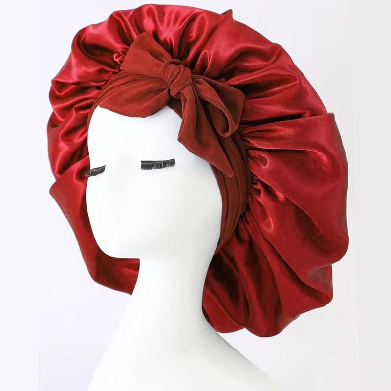Adjustable Satin Hair Bonnet With Tie Band For Sleeping Women And Men 5