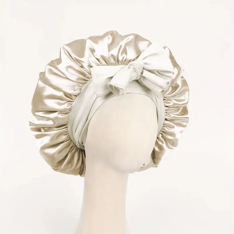 Adjustable Satin Hair Bonnet With Tie Band For Sleeping Women And Men 14