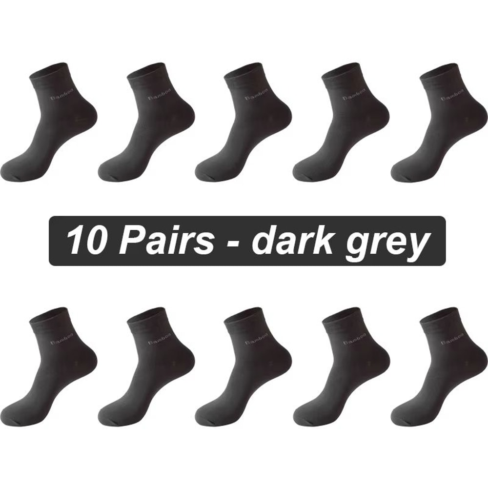 Mens AntiBacterial Breathable Bamboo Fiber Socks 10 Pairs Casual Black White Size 3845 9