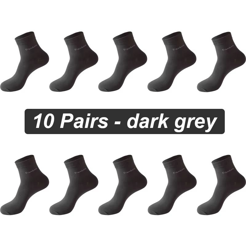 Mens AntiBacterial Breathable Bamboo Fiber Socks 10 Pairs Casual Black White Size 3845 9