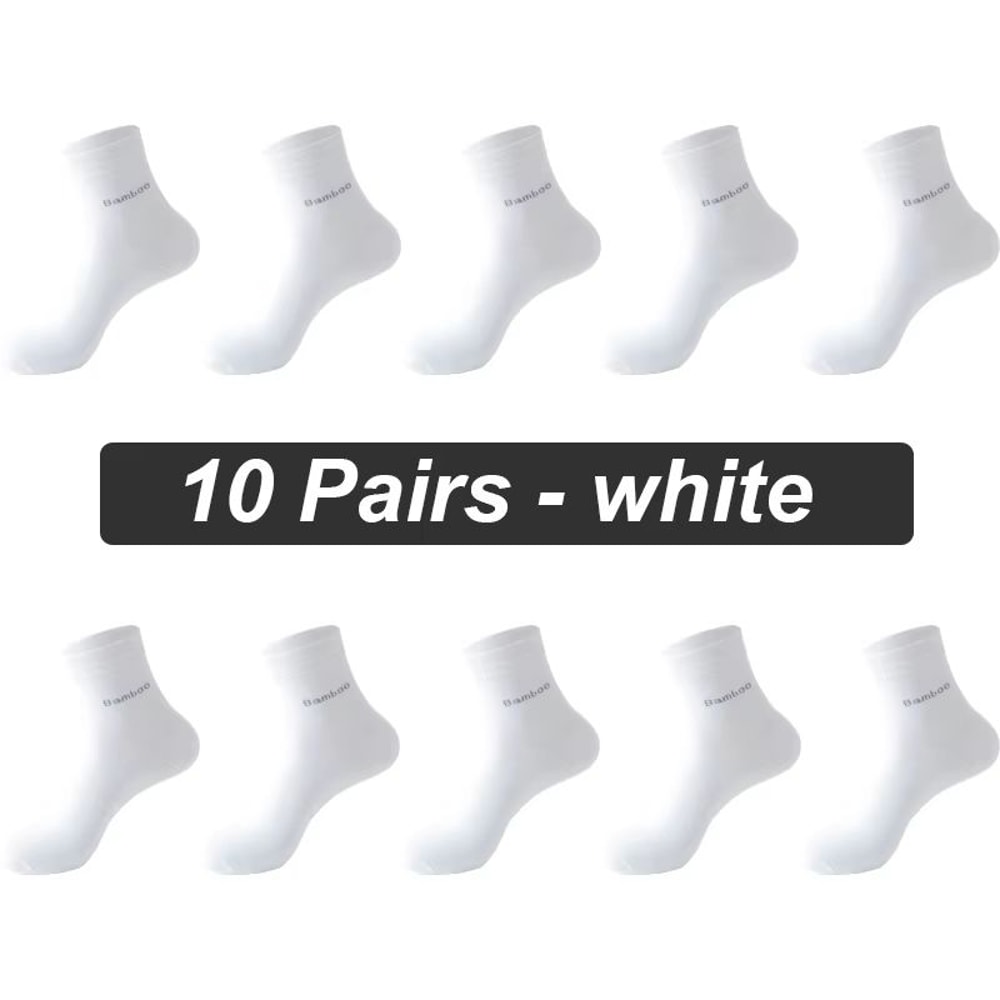 Mens AntiBacterial Breathable Bamboo Fiber Socks 10 Pairs Casual Black White Size 3845 10