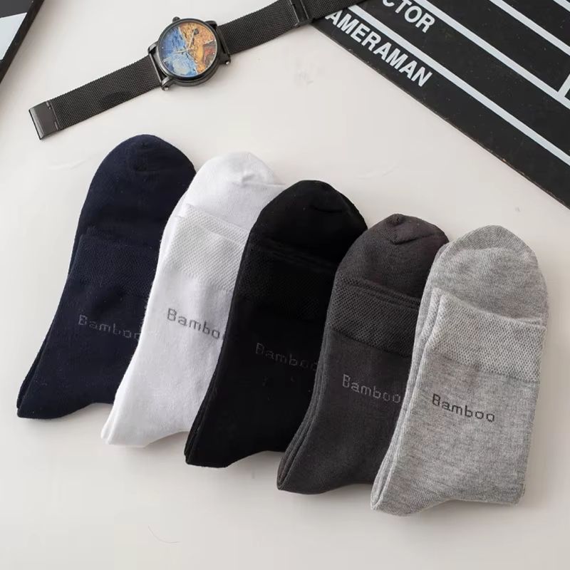 Mens AntiBacterial Breathable Bamboo Fiber Socks 10 Pairs Casual Black White Size 3845 2