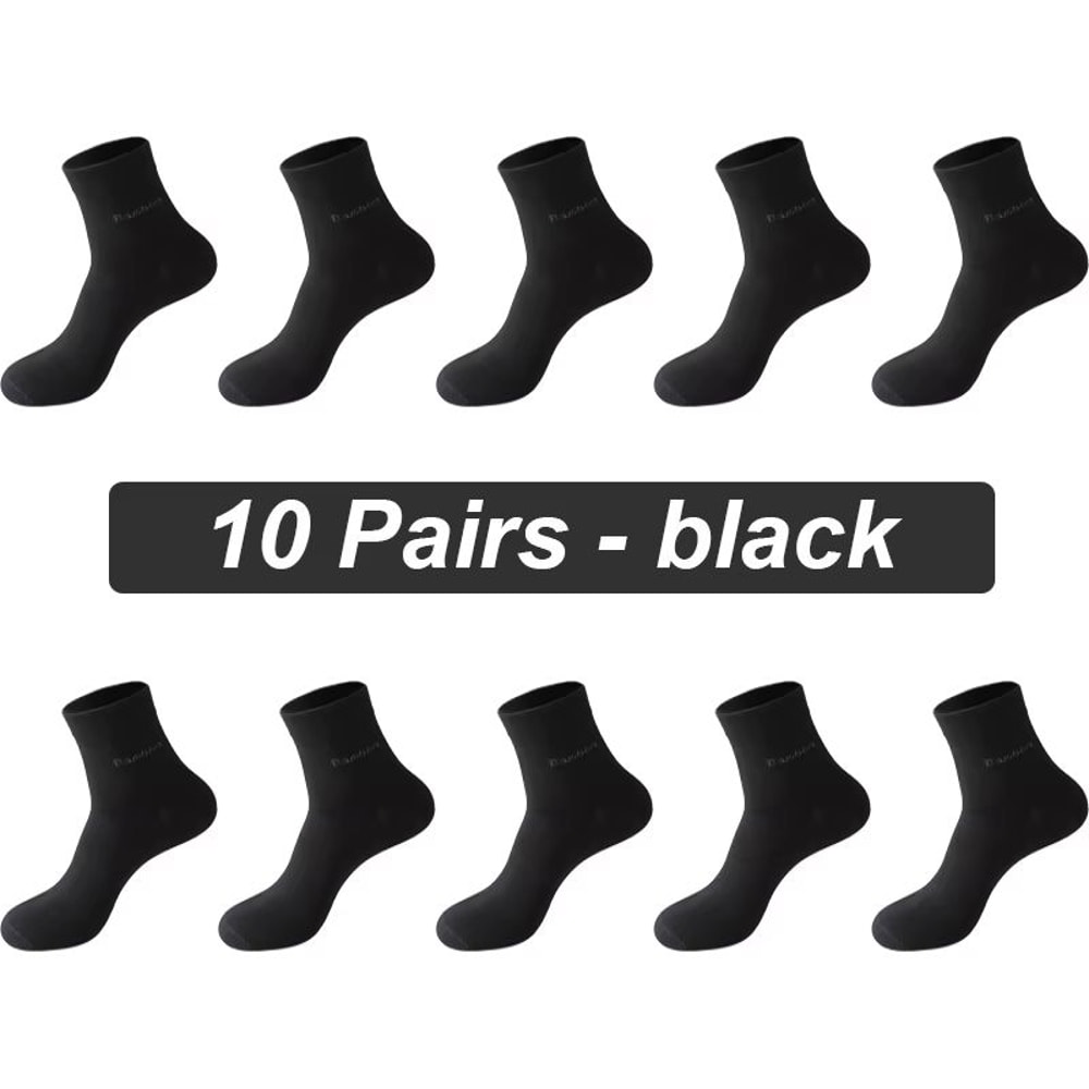 Mens AntiBacterial Breathable Bamboo Fiber Socks 10 Pairs Casual Black White Size 3845 7