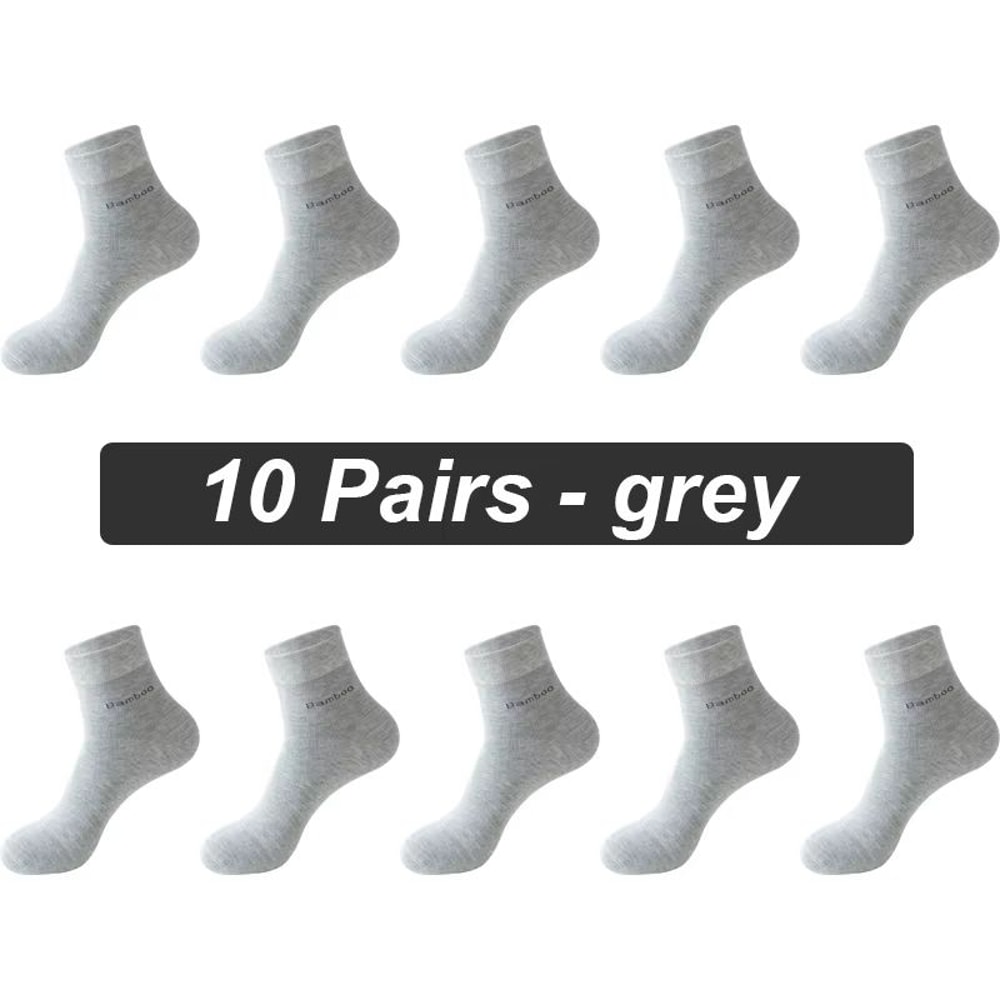 Mens AntiBacterial Breathable Bamboo Fiber Socks 10 Pairs Casual Black White Size 3845 8