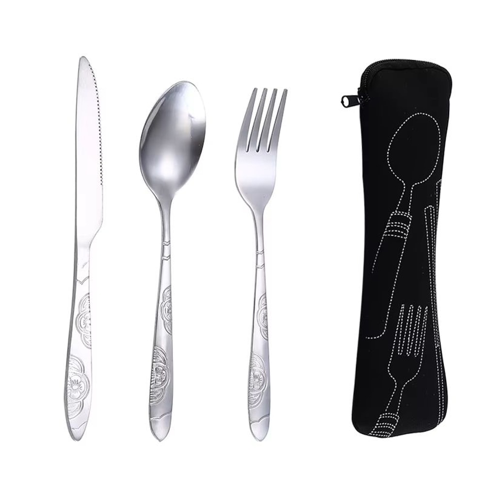 Portable Picnic Cutlery Set With Washable Tableware And Zipper Travel Case 3