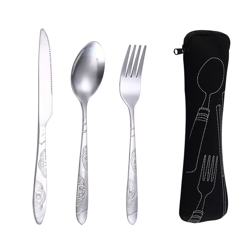 Portable Picnic Cutlery Set With Washable Tableware And Zipper Travel Case 3