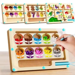 montessori magnetic color sorting maze board with pen moving bead educational toy
