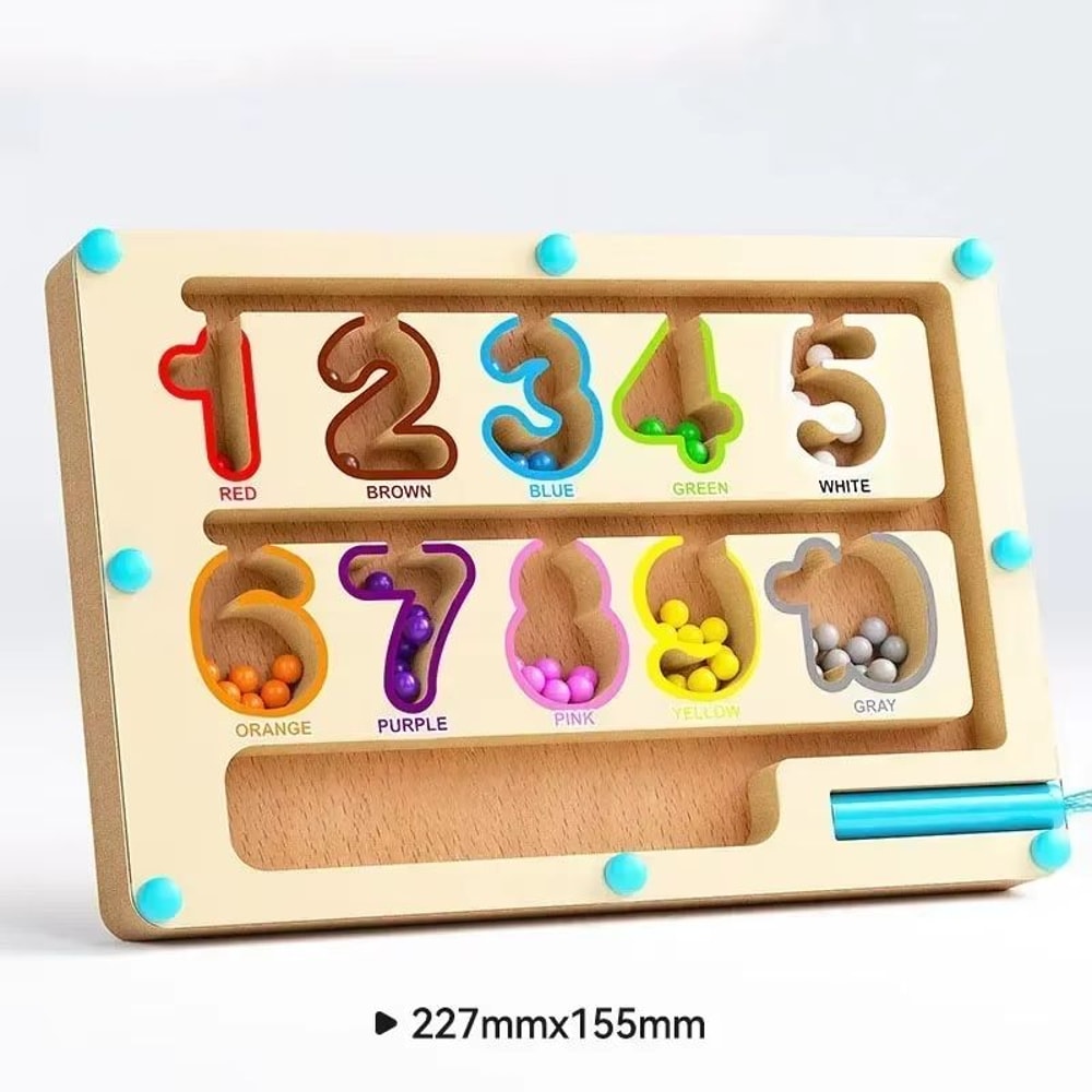 Montessori Magnetic Color Sorting Maze Board With Pen Moving Bead Educational Toy 10