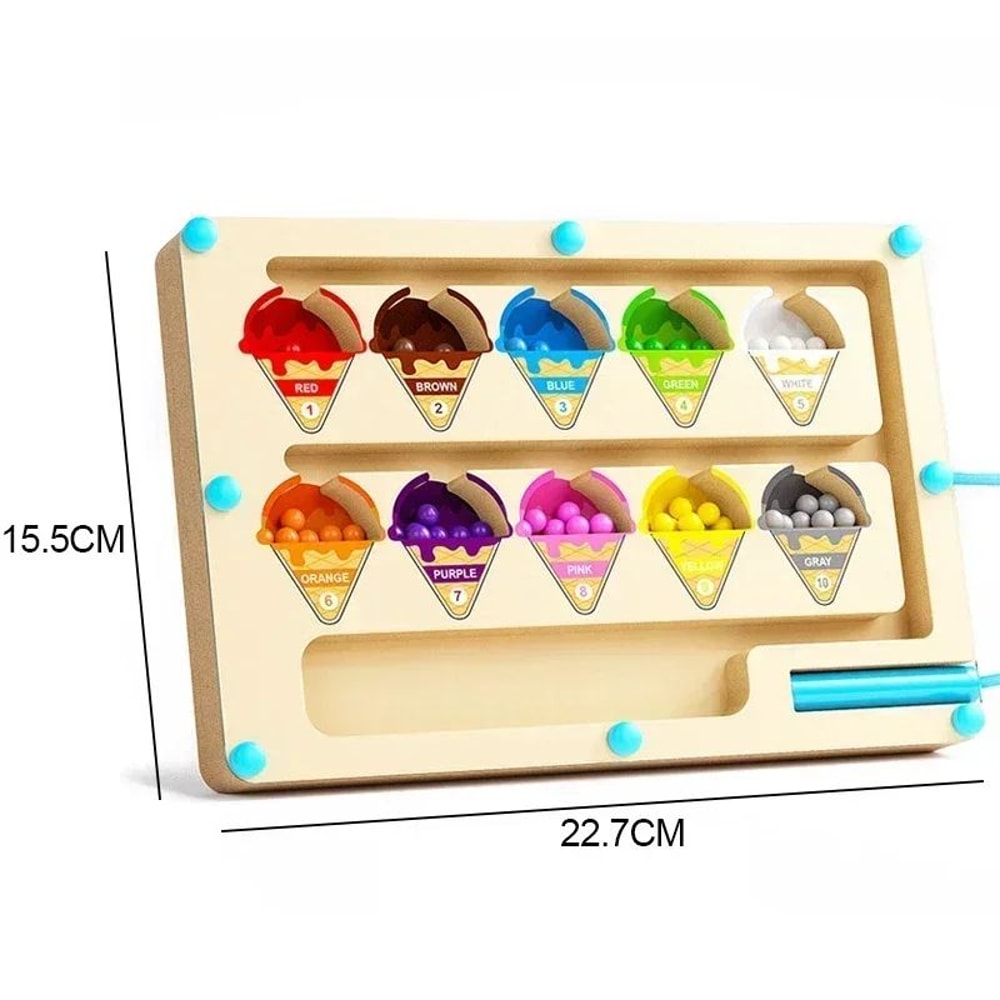 Montessori Magnetic Color Sorting Maze Board With Pen Moving Bead Educational Toy 4
