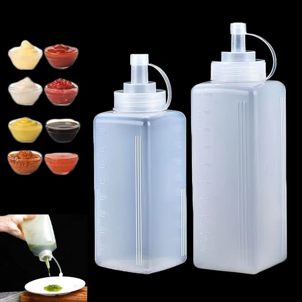 4501000 Ml Plastic Squeeze Condiment Bottles With Lid For Jam Salad Dressing And Kitchen Storage 0