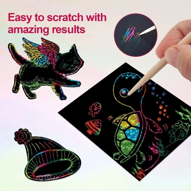 Dazzling Scratch Painting Interactive Art Kit With Note Cards ParentChild Creative Toy 2
