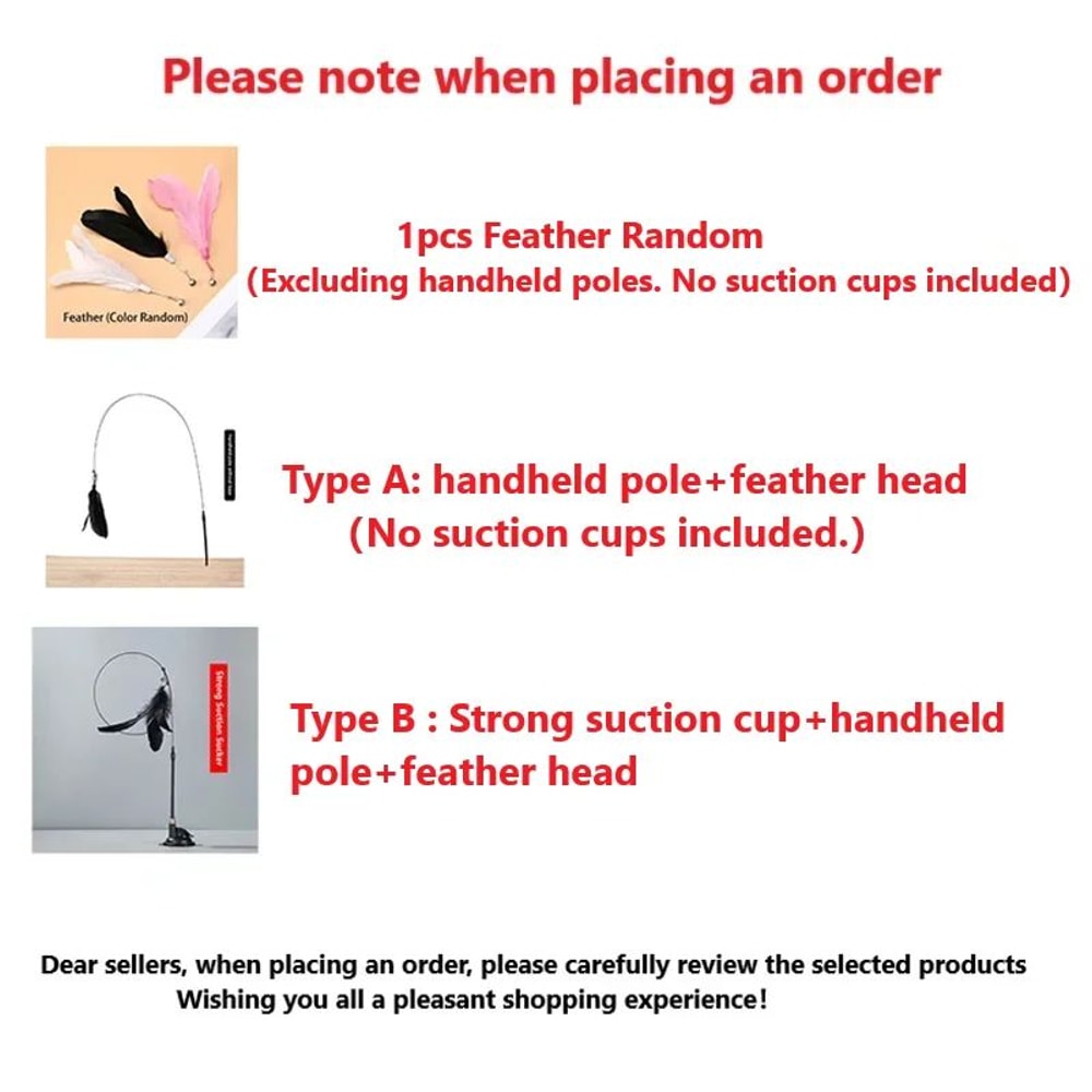 Cat Teaser Toy With Bell And Suction Cup Extended Rod Replaceable Feather Head 5