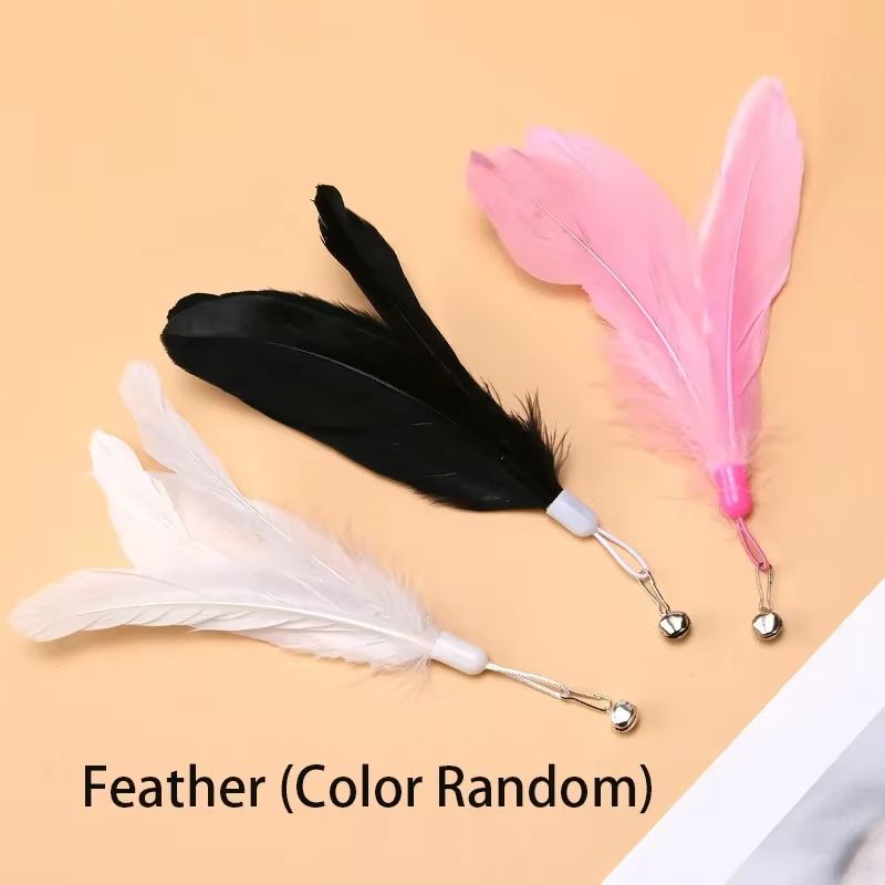 Cat Teaser Toy With Bell And Suction Cup Extended Rod Replaceable Feather Head 6