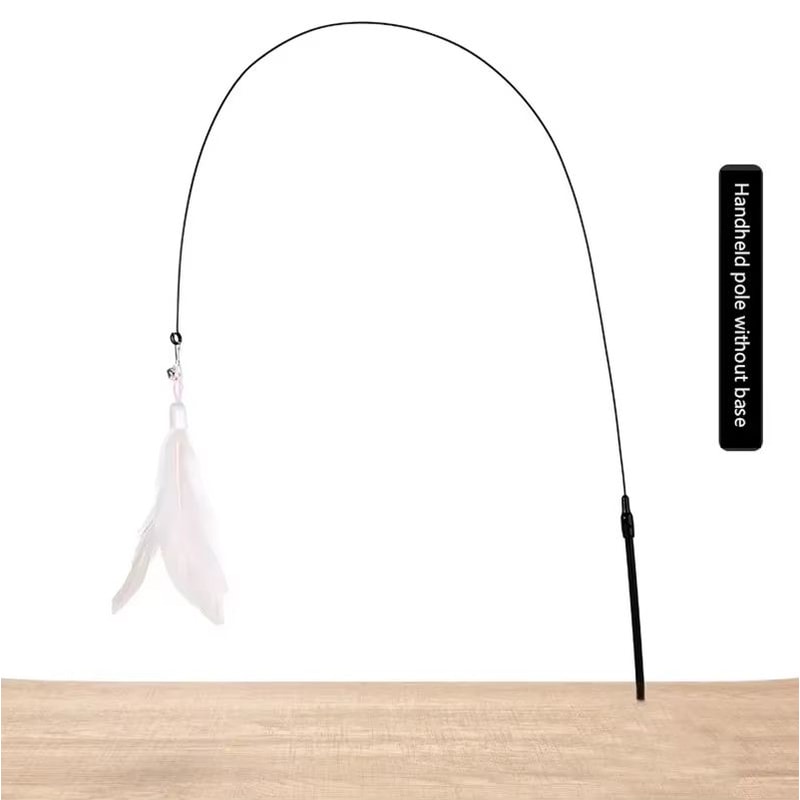 Cat Teaser Toy With Bell And Suction Cup Extended Rod Replaceable Feather Head 7