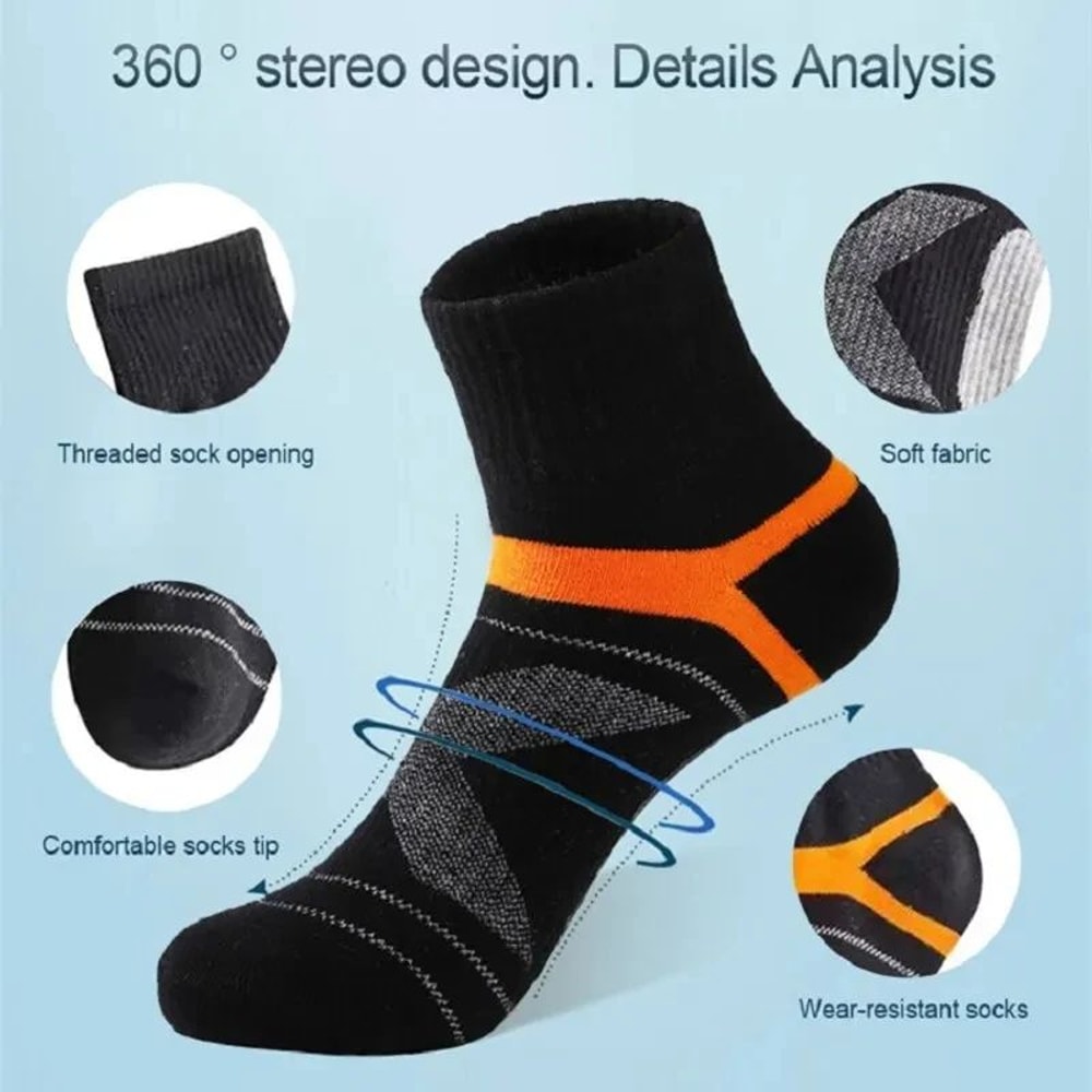 HighQuality Mens Breathable Sports Socks 3510 Pairs Black For Running And Everyday Wear 0