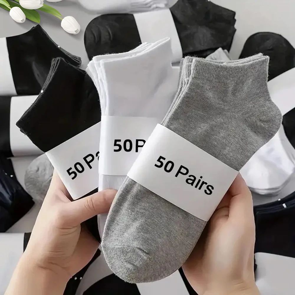 Mens Breathable LowCut Ankle Socks 1020304050 Pairs SweatWicking Summer Comfort 0