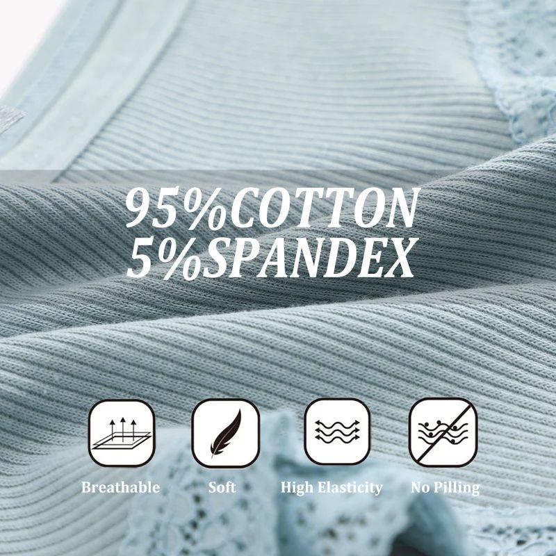 Womens 3Piece Cotton LowRise Lace Brazilian Panties Set Breathable Soft Underwear SXL 3