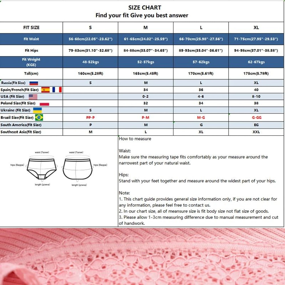 Womens 3Piece Cotton LowRise Lace Brazilian Panties Set Breathable Soft Underwear SXL 5