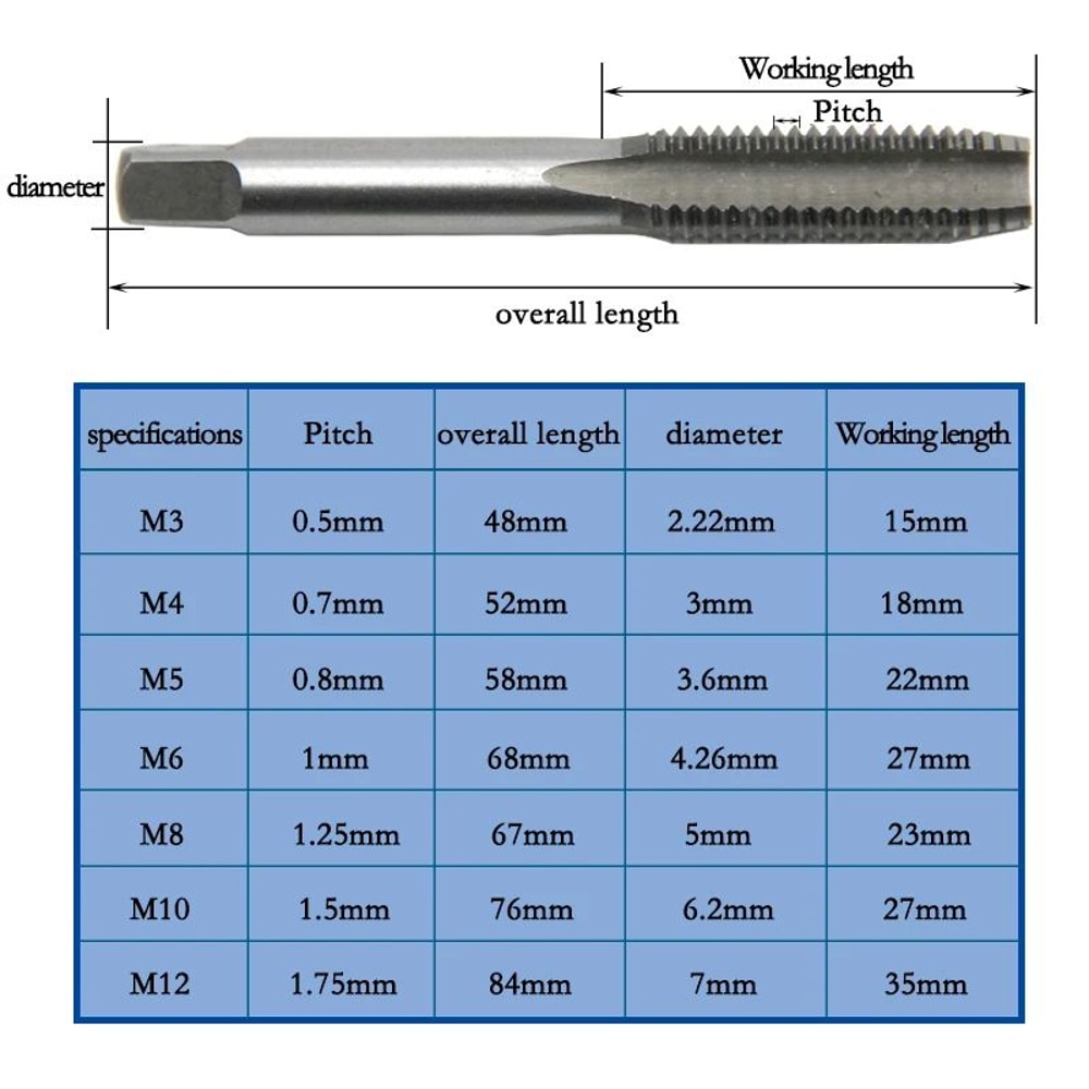 TType Adjustable Hand Tap Wrench Set For 3mm To 6mm Thread Tapping M6 To M8 3