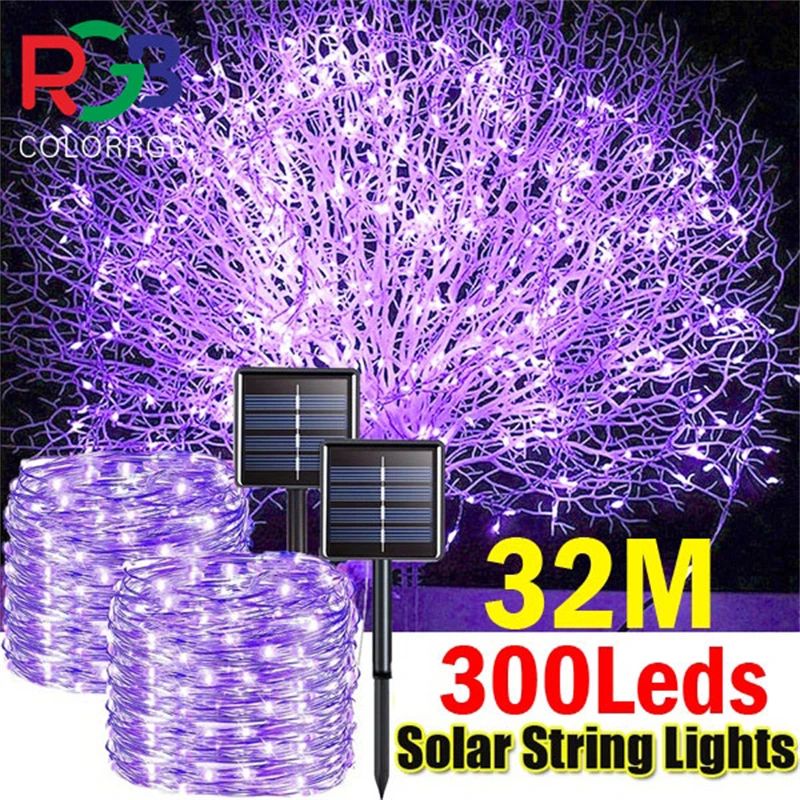 Outdoor Solar LED Fairy String Lights Waterproof With 8 Lighting Modes For Garden Patio And Christm 0