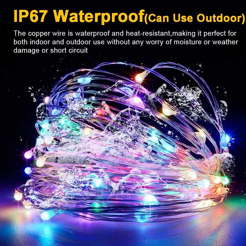 Outdoor Solar LED Fairy String Lights Waterproof With 8 Lighting Modes For Garden Patio And Christm 5