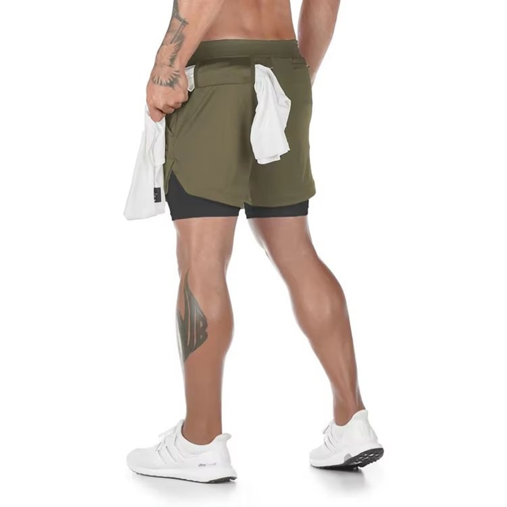 Mens Camo QuickDry 2in1 Running And Gym Shorts 14