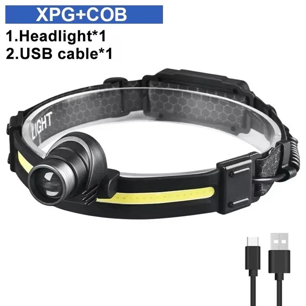 Powerful LED Headlamp With XPE Plus COB 7 Modes Motion Sensor 18650 Rechargeable For Fishing And Hu 7