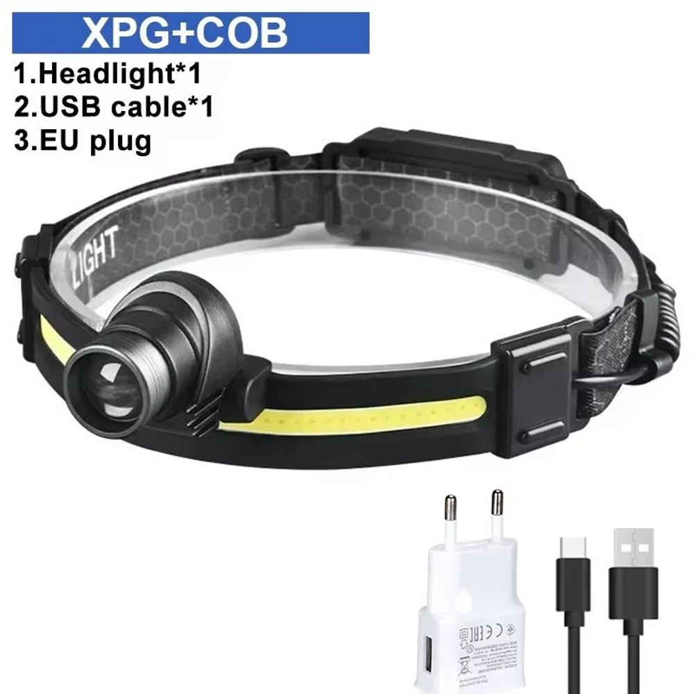 Powerful LED Headlamp With XPE Plus COB 7 Modes Motion Sensor 18650 Rechargeable For Fishing And Hu 9