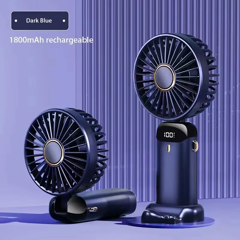 Handheld Mini Foldable Portable Fan With Neck Hanging Strap 5Speed USB Rechargeable And Phone Stand 9
