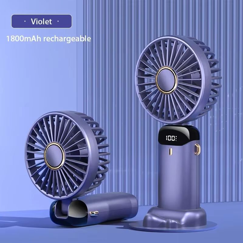 Handheld Mini Foldable Portable Fan With Neck Hanging Strap 5Speed USB Rechargeable And Phone Stand 6