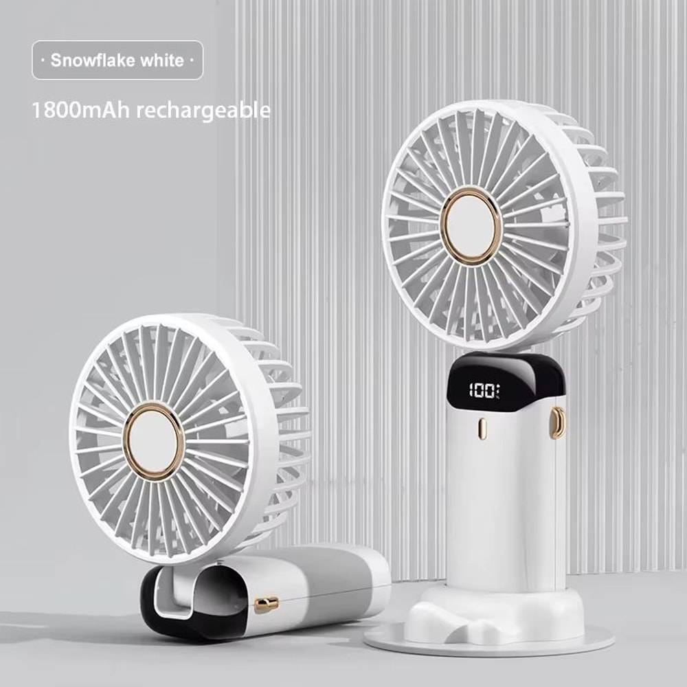 Handheld Mini Foldable Portable Fan With Neck Hanging Strap 5Speed USB Rechargeable And Phone Stand 7