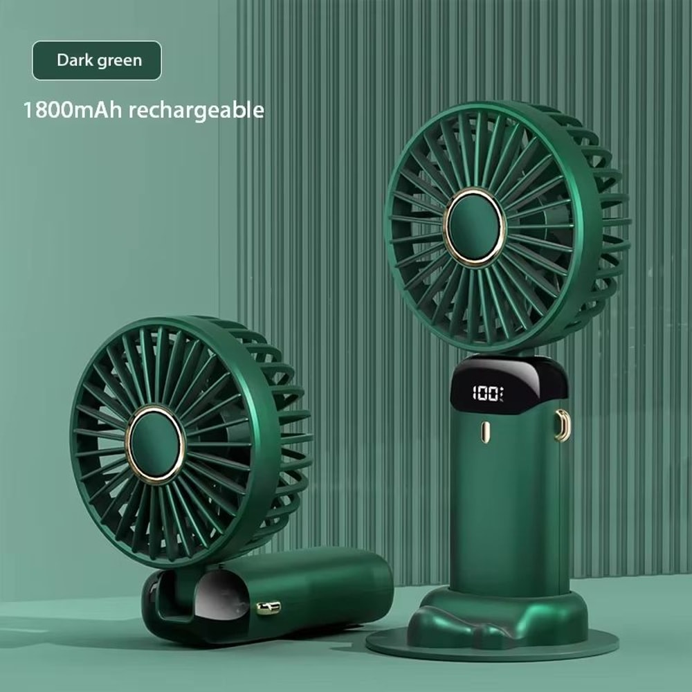 Handheld Mini Foldable Portable Fan With Neck Hanging Strap 5Speed USB Rechargeable And Phone Stand 8