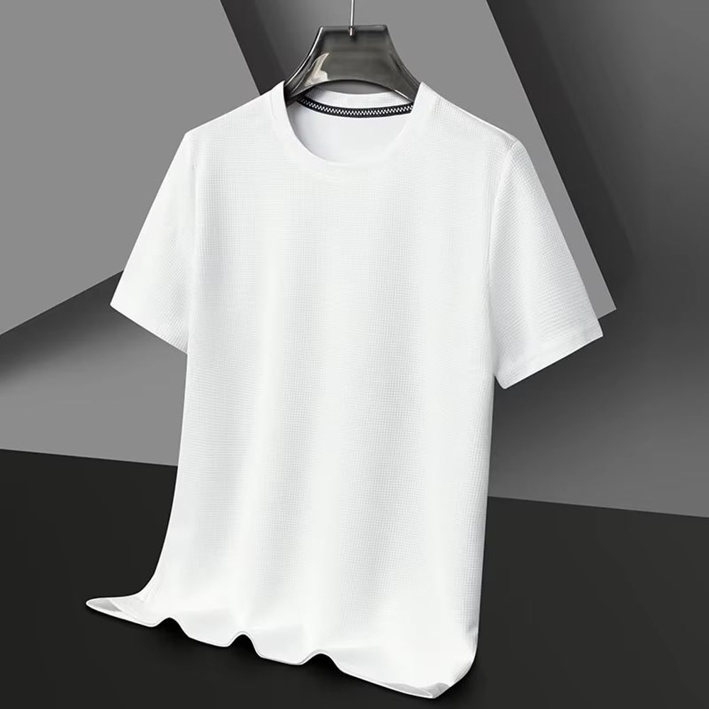 Summer Waffle Knit Short Sleeve TShirt For Men 10
