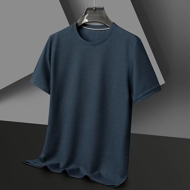 Summer Waffle Knit Short Sleeve TShirt For Men 12