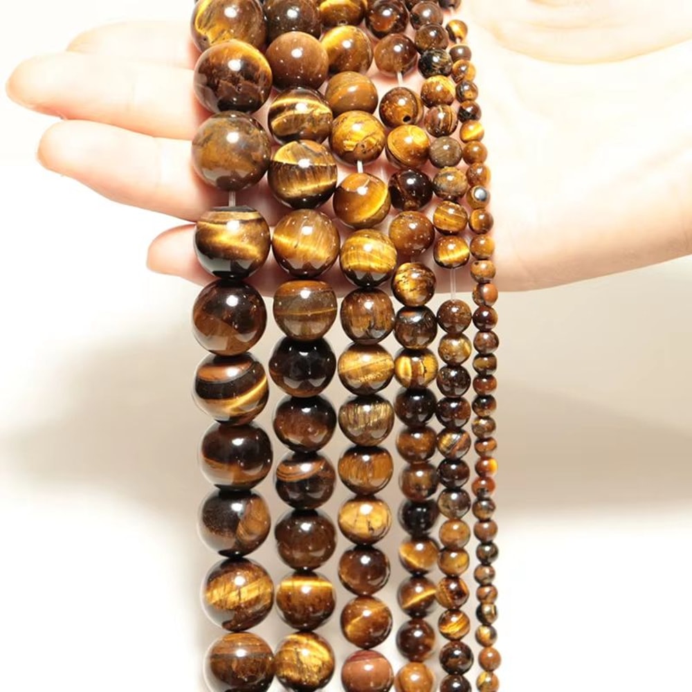 Natural Tiger Eye Stone Beads 468101214mm Brown Smooth Beads For Jewelry Making 0