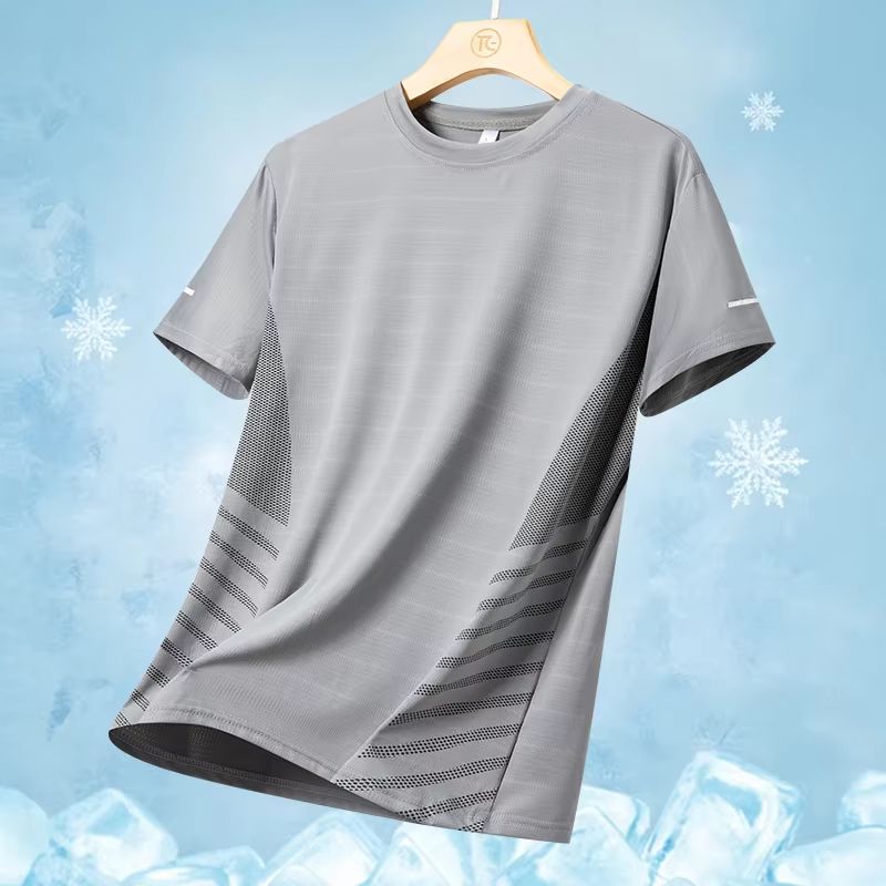 Mens Ice Silk QuickDry Reflective Running TShirt Breathable Fitness Top Up To 5XL 11