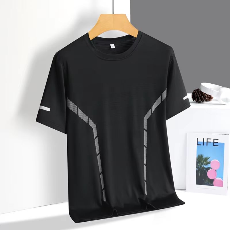Mens Ice Silk QuickDry Reflective Running TShirt Breathable Fitness Top Up To 5XL 15