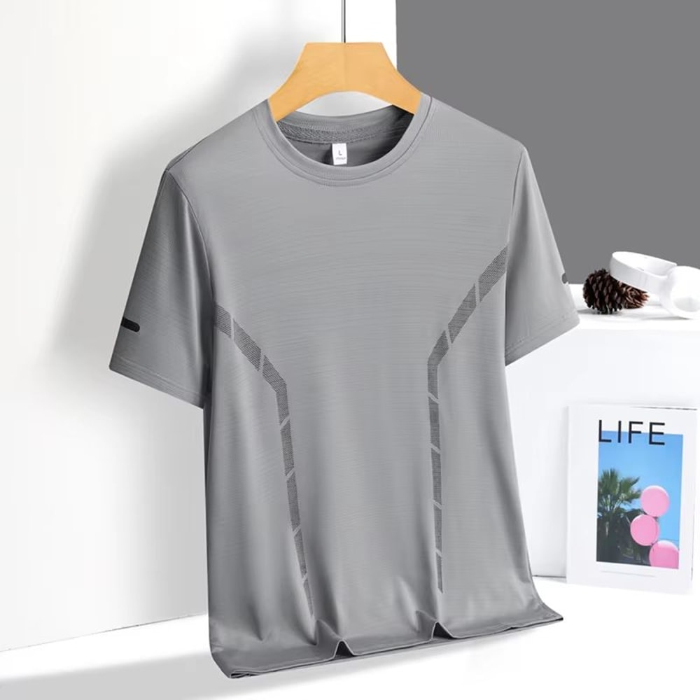Mens Ice Silk QuickDry Reflective Running TShirt Breathable Fitness Top Up To 5XL 16