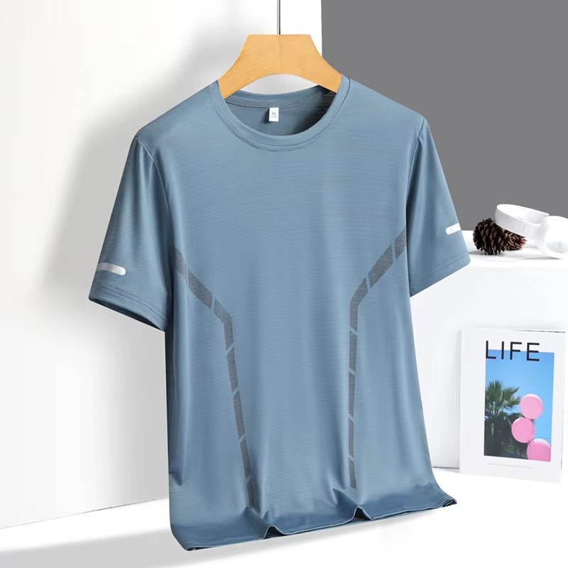 Mens Ice Silk QuickDry Reflective Running TShirt Breathable Fitness Top Up To 5XL 17