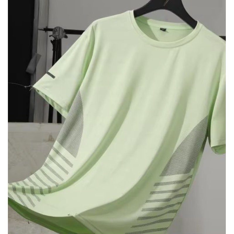 Mens Ice Silk QuickDry Reflective Running TShirt Breathable Fitness Top Up To 5XL 19