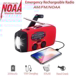 2000mah solar emergency radio flashlight for camping and power outages
