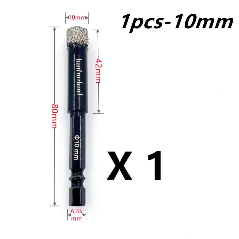 Brazed Diamond Tile Drill Bit With 14in Hex Shank For Clean Holes In Ceramic And Porcelain 10