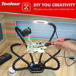toolour soldering helping hands with 3x led magnifier and usb smoke extractor fan