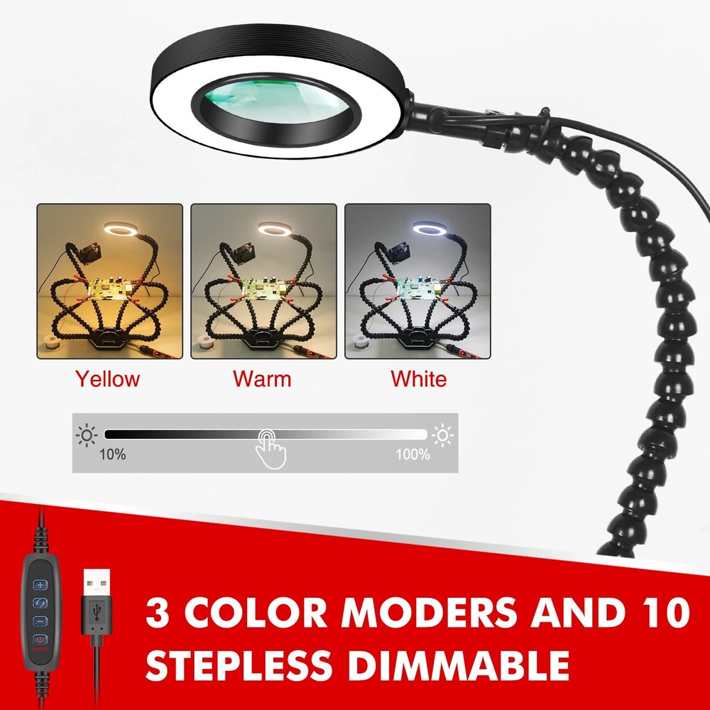 Toolour Soldering Helping Hands With 3X LED Magnifier And USB Smoke Extractor Fan 1