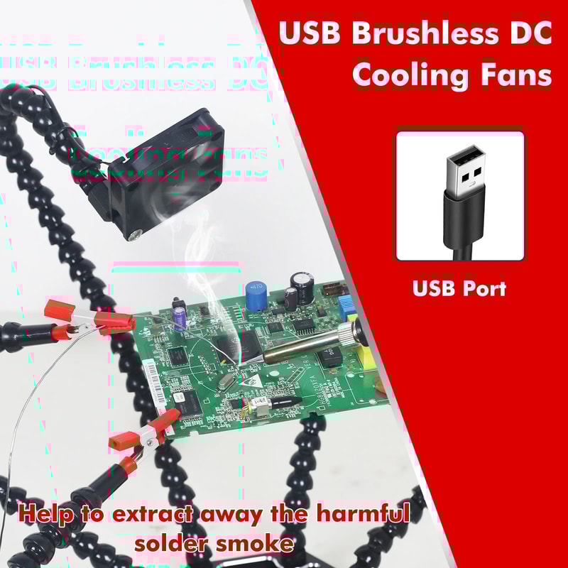Toolour Soldering Helping Hands With 3X LED Magnifier And USB Smoke Extractor Fan 2