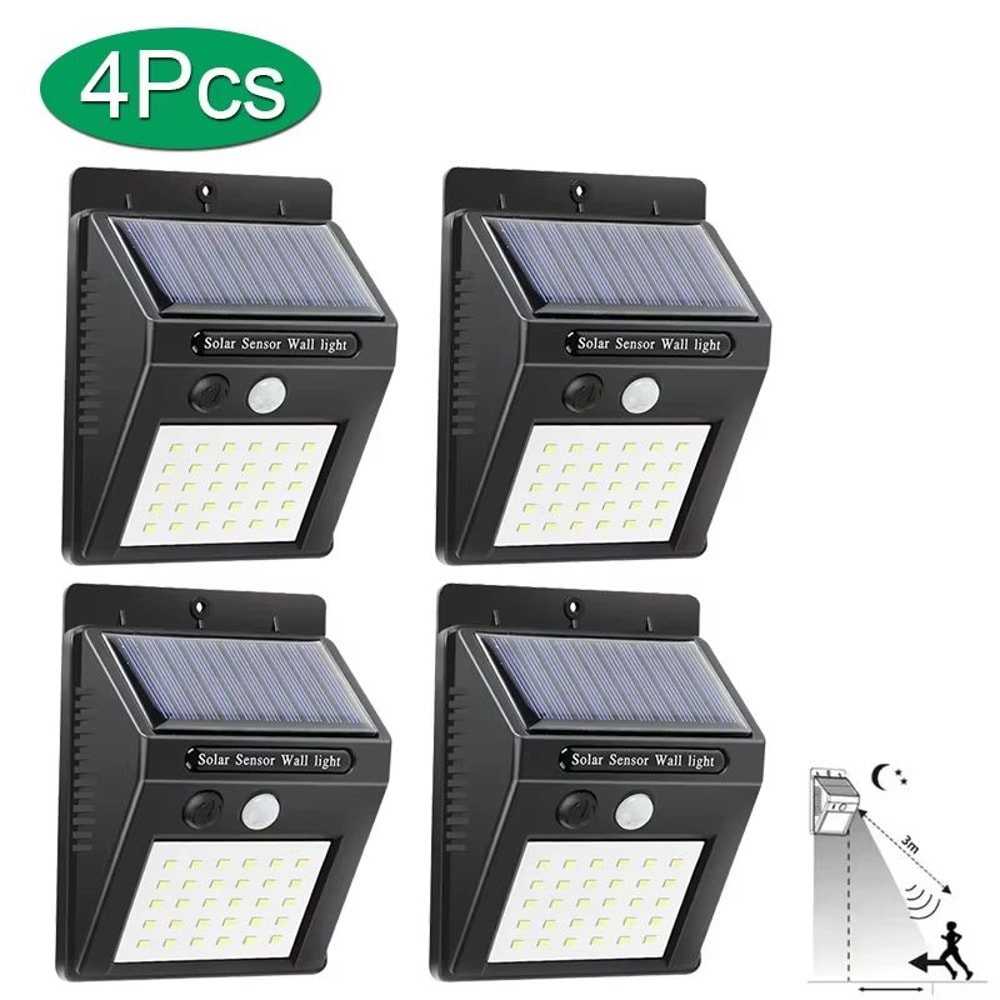 Outdoor Solar Wall Light With PIR Motion Sensor 6 Or 30 LEDs Waterproof Design 9